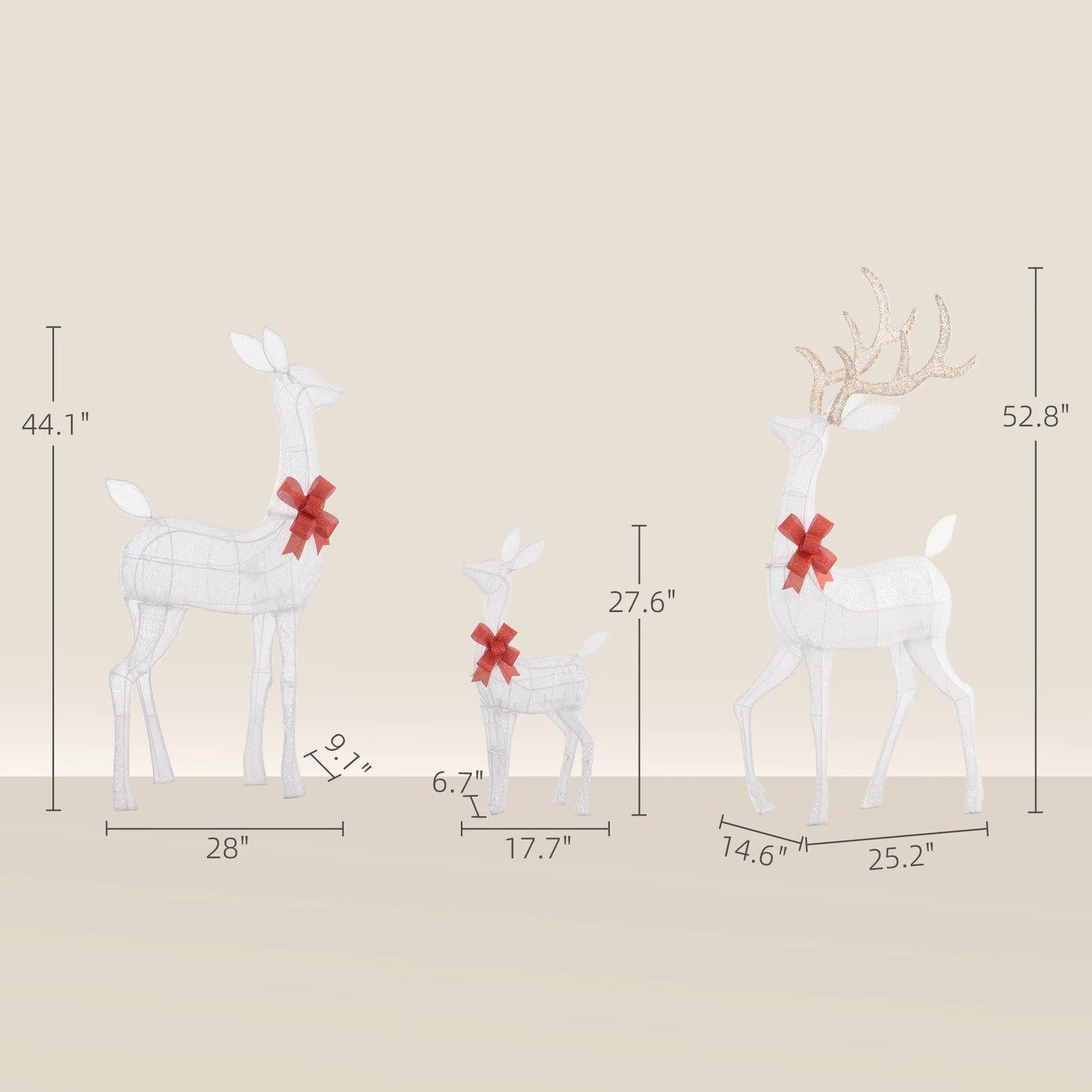 Outside Light up Christmas Deer Family Set